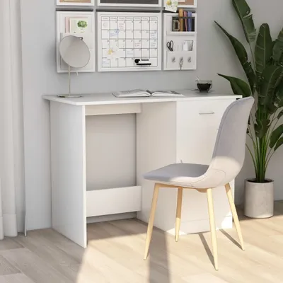 Image de Maison Exclusive - Bureau blanc 100×50×76 cm Matériau dérivé du bois