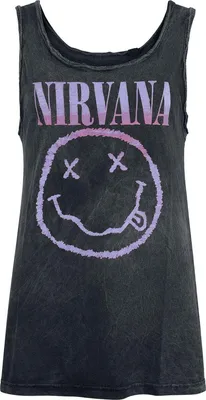 Produktbild von Nirvana Top Damen Smiley schwarz Band-Merch, Bands 100% Baumwolle S
