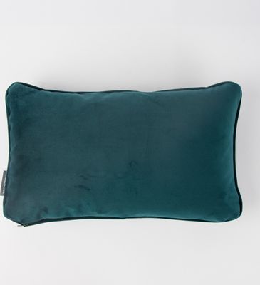 SCHÖNER LEBEN. Samtkissen mit Keder petrol 30x50cm