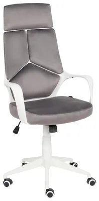 Produktbild von BELIANI Bürostuhl Grau u. Weiß Samt Höhenverstellbar Drehbar mit Armlehnen Bremsbaren Rollen Modern Arbeitszimmer Drehstuhl Arbeitsstuhl