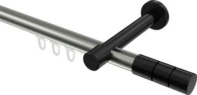 Produktbild von Interdeco Innenlaufstange / Gardinenstange mit Innenlauf Edelstahl-Optik / Schwarz, Typ Prestige Elanto (Rillenzylinder), 20 mm Ø 1-läufig, 220 cm