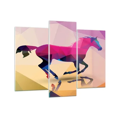 Produktbild von Bilder auf glas - Pferd Tiere Geometrie Diamant - 130x100cm - Glasbilder - Wandbilder - Kunstdruck - zum Aufhängen bereit - Wanddekoration aus Glas - Glas Bilder - Wandbild auf Glas - GCB130x100-2803