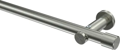 Produktbild von Interdeco Gardinenstange / Vorhangstange Edelstahl-Optik, Typ Platon Santo (Kappe) ohne Ringe, 20 mm Ø 1-läufig, 200 cm