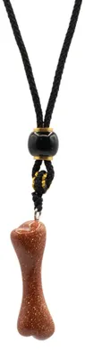 Imagen del producto de Collar de cuerda con colgante de piedra preciosa - Goldstone hueso