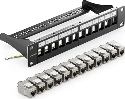Produktbild von deleyCON 12 Port CAT 8 Patchpanel Set 10 Zoll 1 HE 40 Gbit/s 2000MHz