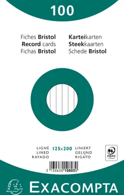 Produktbild von Exacompta 12x Karteikarten 125x200mm liniert 100 Stück eingeschweißt Weiß 10803X