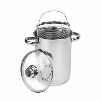Produktbild von Edelstahl Spargeltopf 4L Kochtopf mit Siebeinsatz Glasdeckel Induktion Spaghettitopf Nudeltopf Gemüsetopf