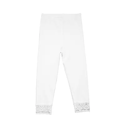 Mädchen Capri-Leggings mit Raschelspitze am Abschluss weiß RT