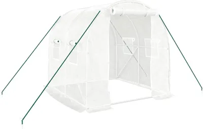 Produktbild von vidaXL Gewächshaus mit Stahlrahmen Weiß 4 m² 2x2x2 m