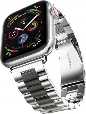 Produktbild von Strap-it Apple Watch 8 Stahlarmband (Silber/Schwarz)