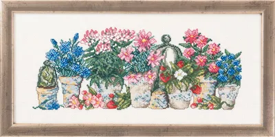 Obrázok produktu pre Súprava na vyšívanie krížikom Permin "Ružové kvety", 38x17cm, 12-5185