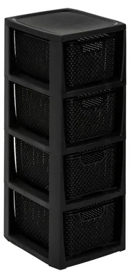 Produktbild von Regal 29,5 x 24 x 64,2 cm, 4 Körbe, Kunststoff, schwarz, für Wohnzimmer