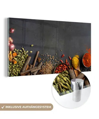 Obrázok produktu pre MuchoWow® sklenené obrázky - obrázky na stenu - fotografie na skle bylinky - potraviny - korenie - čierna - paprika - škorica 80x40 cm dekorácia na stenu zo skla - akrylový sklenený obrázok - akrylové obrázky - dekorácia na stenu - obrázky