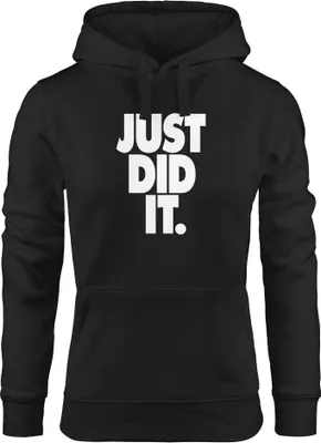 Produktbild von Kapuzen-Pullover Damen Just did it Spruch Hoodie Moonworks® schwarz L