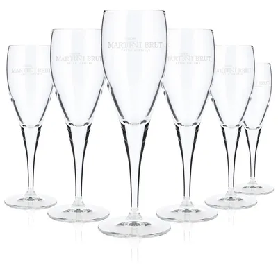 Produktbild von 6x Martini Wermut Glas Sektglas Gläser 0,1l Flöte "Martini Brut" Mäser
