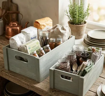 Produktbild von 2 Universalkisten aus Holz, grün, Aufbewahrungsbox, Geschenkbox