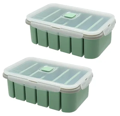 Silikon-Einfrierbehälter 2er-Set, 6/4/3/2 Fächer, BPA-frei