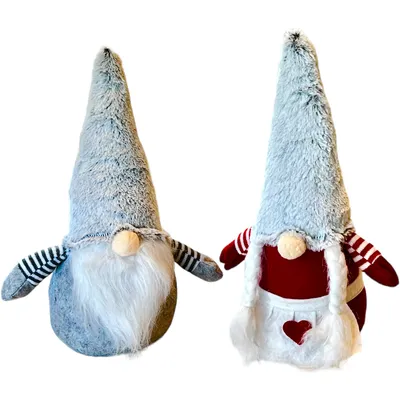 Image de Nain de Noël Nain de Noël - 22 x 6 cm - Rouge Gris - 2 pièces