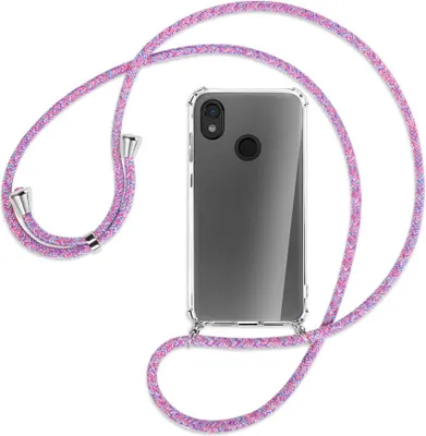 Produktbild von Handykette Backcover-Schutzhülle mit Band (Metall silberfarben) für Cat S52 - lila/rosa/blau