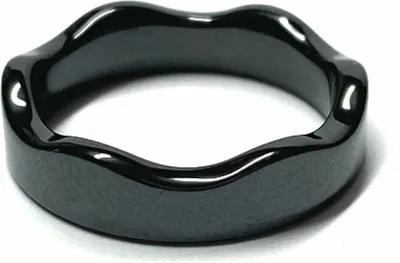 Produktbild von Keramik Ring schwarz 5mm gewellt Bandring Ehering Vorsteckring #58