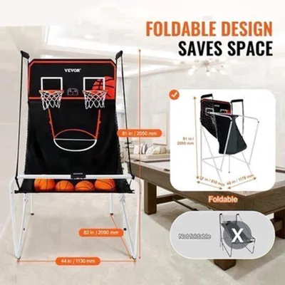Immagine prodotto di Gioco arcade per basket - Set da tiro pieghevole con 8 modalità di gioco e 4 palline
