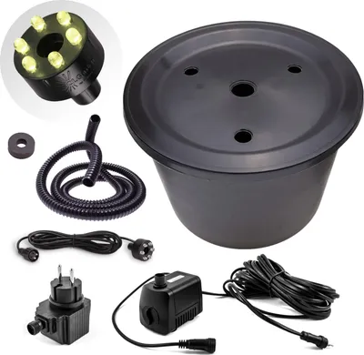 Produktbild von CLGarden Springbrunnenpumpe Set mit kleinem 30l Becken LED-Beleuchtung warmweiß GFK Abdeckung Springbrunnen Pumpe SP1 Springbrunnenbecken DIY