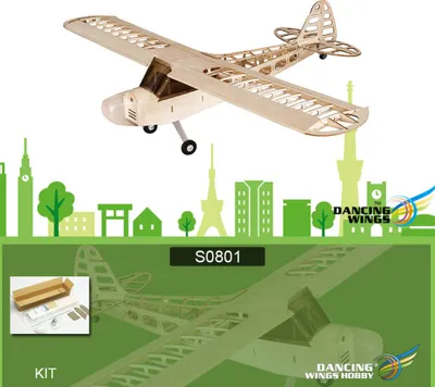 Obrázek produktu pro Dancing Wing Hobby S0801 Balsa Wood RC Aircraft 1.2 Mt Piper Cub J-3 Remote Control Aircraft KIT Version DIY Flying Model