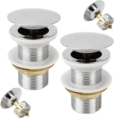 Produktbild von Afvoergarnituur aus Edelstahl für 1 1/4 Zoll-WC-Spülung, 2 Pop-up-Armaturen ohne Überlauf