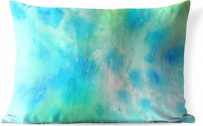 Produktbild von MuchoWow® Outdoor Kissen - Aquarell - Grün - Weiß - Blau - 60x40 cm - Wetterfest - Lounge Kissen - Zierkissen - Kissen für Innenräume