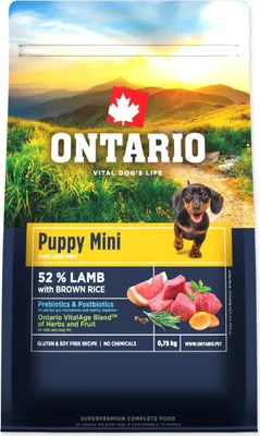 Imagen del producto de Alimento para cachorros Ontario, sabor cordero y arroz integral, 0,75 kg