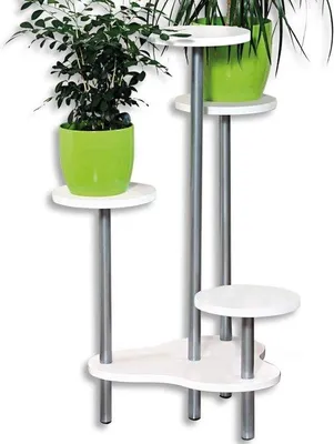 Produktbild von Famanu Blumenstand mit weißen Spanplatten - Blumenregal 64,5 x 72,5 x 46 cm