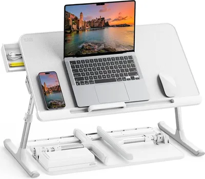Produktbild von SAIJI Bett Tisch Höhe Winkel verstellbar Eco Holzplatte PVC-Leder Desktop