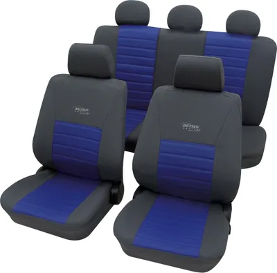 Produktbild von Auto Sitzbezüge Universal Komplett Set 11-teilig - Active Sports blau, Eco Class mit SAB 1 Vario | Autositzbezüge / Schonbezüge von PETEX