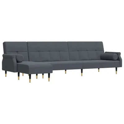 Produktbild von vidaXL Schlafsofa in L-Form Dunkelgrau 271x140x70 cm Samt