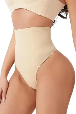 Produktbild von Selena Shapewear-String-Höschen – Mittlere Taille – Beige – Beige, L