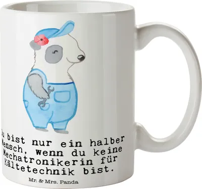 Produktbild von Mr. & Mrs. Panda Kaffeebecher Mechatronikerin für Kältetechnik Herz - Weiß - Geschenk, Bürotasse, Tasse, Spruch, Kaffeetasse, Gesellenprüfung, Lustig, Becher, Witzig