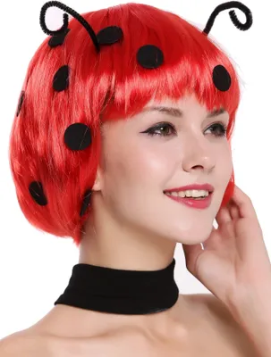 Produktbild von WIG ME UP Perücke Marienkäfer rot schwarz Punkte 91574-ZA13