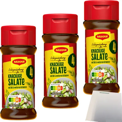 Produktbild von Maggi Würzmischung Nr. 4 knackige Salate 3er Pack (3x60g Glas) + usy Block