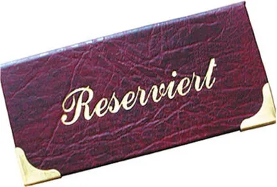 Produktbild von 1x Tischaufsteller "Reserviert" aus Kunstleder weinrot 13x6.5cm