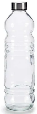 Produktbild von Glaswasserflasche/Trinkflasche/Sportflasche - klar transparent - mit Edelstahldeckel - 1100 ml