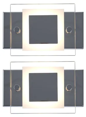 Produktbild von 2er Set LED Wandleuchte, Glas, Chrom, IP44, L 15 cm