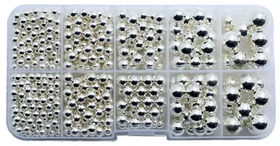 Kunststoffperlen 4-10 mm, 850 Stück, Silber, DIY-Schmuck