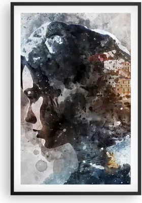 Produktbild von Gerahmtes Poster - Schwarzer Rahmen - Frau Abstraktion - 61x91,5 cm - Wand Bild - Wanddeko - Wandbilder - Kunstposter - Wandposter - Bilderrahmen - Bilder - Kunstdruck - Wandbild - P2BPA61x91-3956