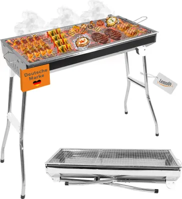 Produktbild von Klappbarer Holzkohlegrill, Campinggrill Edelstahl, Reisegrill für BBQ