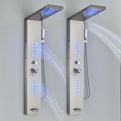 Obrázek produktu pro Sprchový panel z nerezové oceli LED sprchový sloup Set Rain Shower Masážní sprchový systém