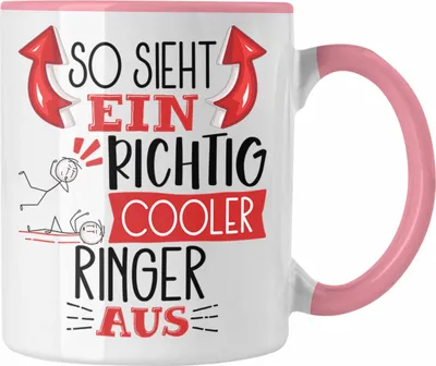 Produktbild von Trendation - Ringer Tasse Geschenk So Sieht Ein Richtig Cooler Ringer Aus Geschenkidee Spruch Lustig Becher (Rosa)