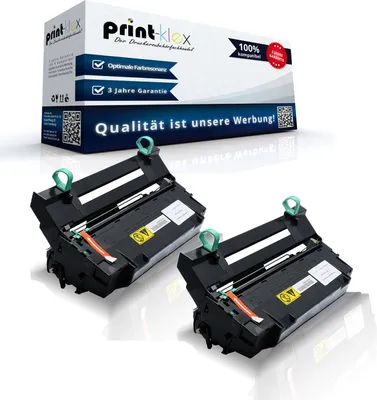 A product shot featuring two printer drum units and their packaging.