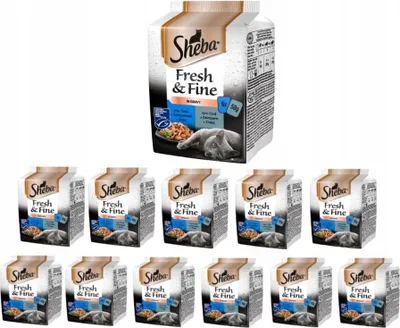 Produktbild von SHEBA Fresh & Fine Nassfutter für Katzen in Soße mit Thunfisch und Kalejau 72 Portionsbeutel (12 x 6 x 50 g)
