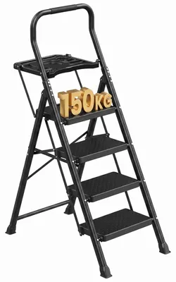 Zdjęcie produktu dla Składana drabina stalowa o nośności 150 kg, 161 x 45,5 x 7,5 cm