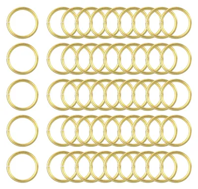 50 offene Sprungringe, 10 mm, Messing, Goldton, 1 mm dick